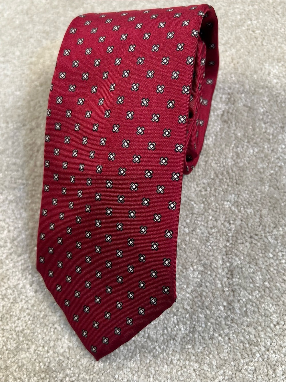 Christian Dior Silk Neck Tie Red Patterned Workwear Wedding